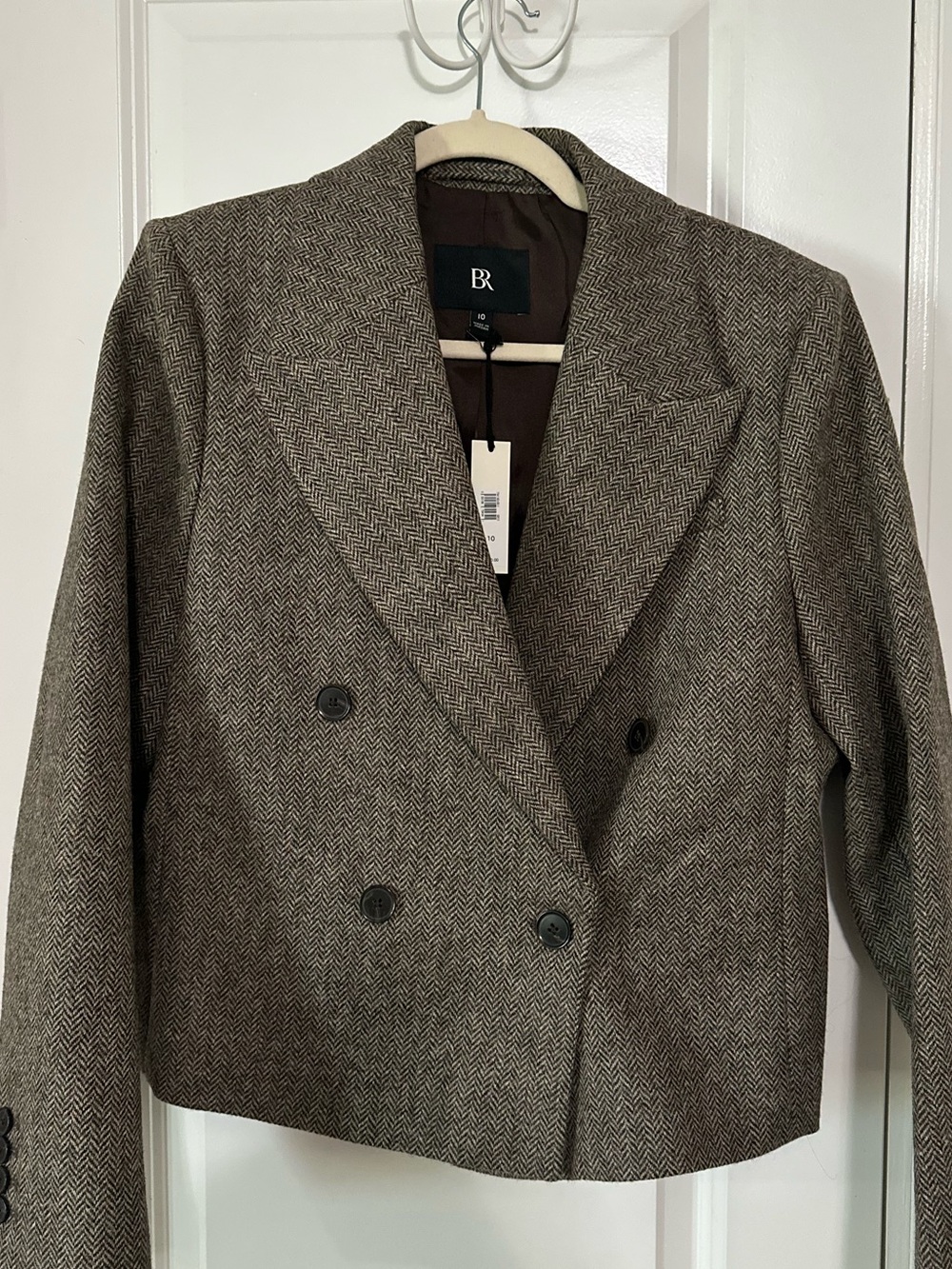 Banana Republic Brown Herringbone Double-Breasted Blazer